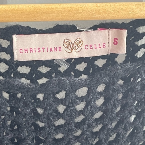NEW Calypso St Baths by Christiane Celle Black 100% Merino Wool Crochet Sheer Sm - Picture 5 of 12